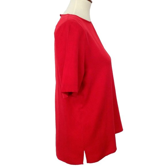 Alexandria Vintage Short Sleeve Red Blouse 100% Silk Size Small - Picture 3 of 6